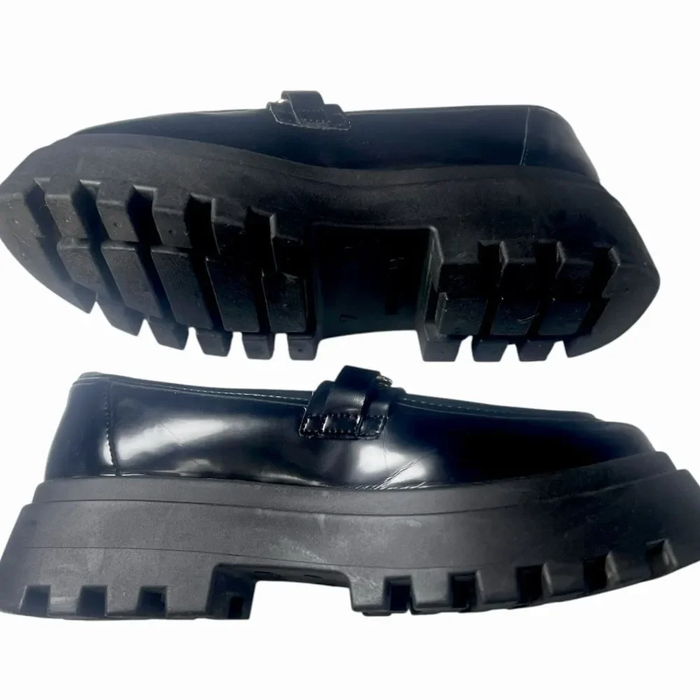 ASOS Design Black Loafers with Gold Accent Sz 9